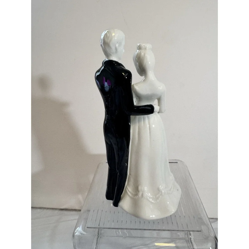 David Tutera Bride And Groom Wedding Cake Topper Ceramic Pink Rose Bouquet NEW